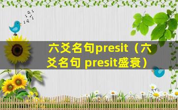 六爻名句presit（六爻名句 presit盛衰）